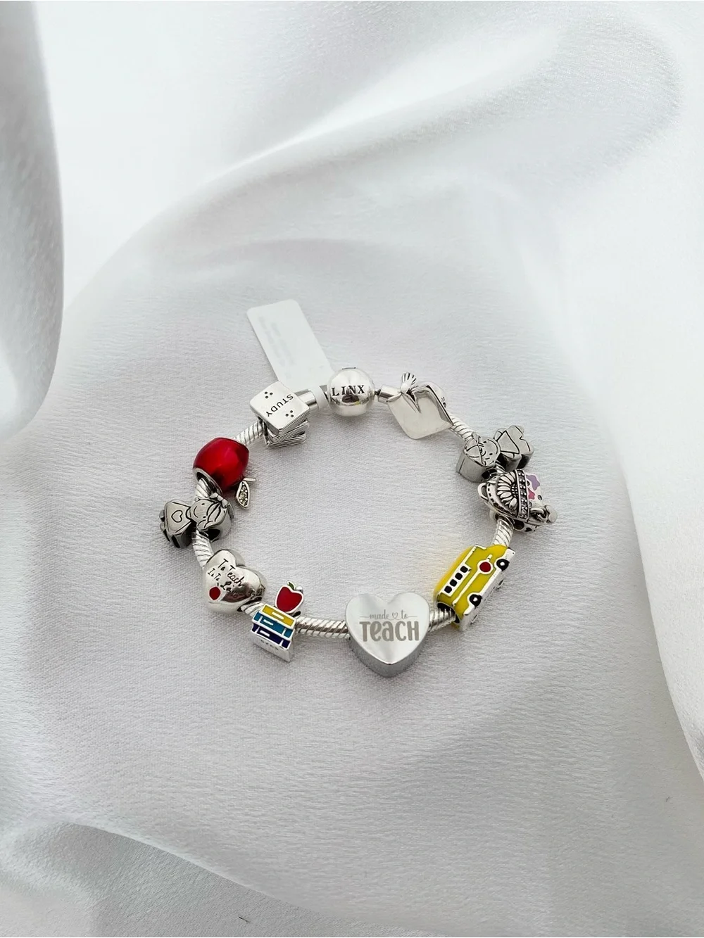 Linx Snake Chain Bracelet with Personalized Teacher Themed Charms